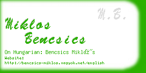 miklos bencsics business card